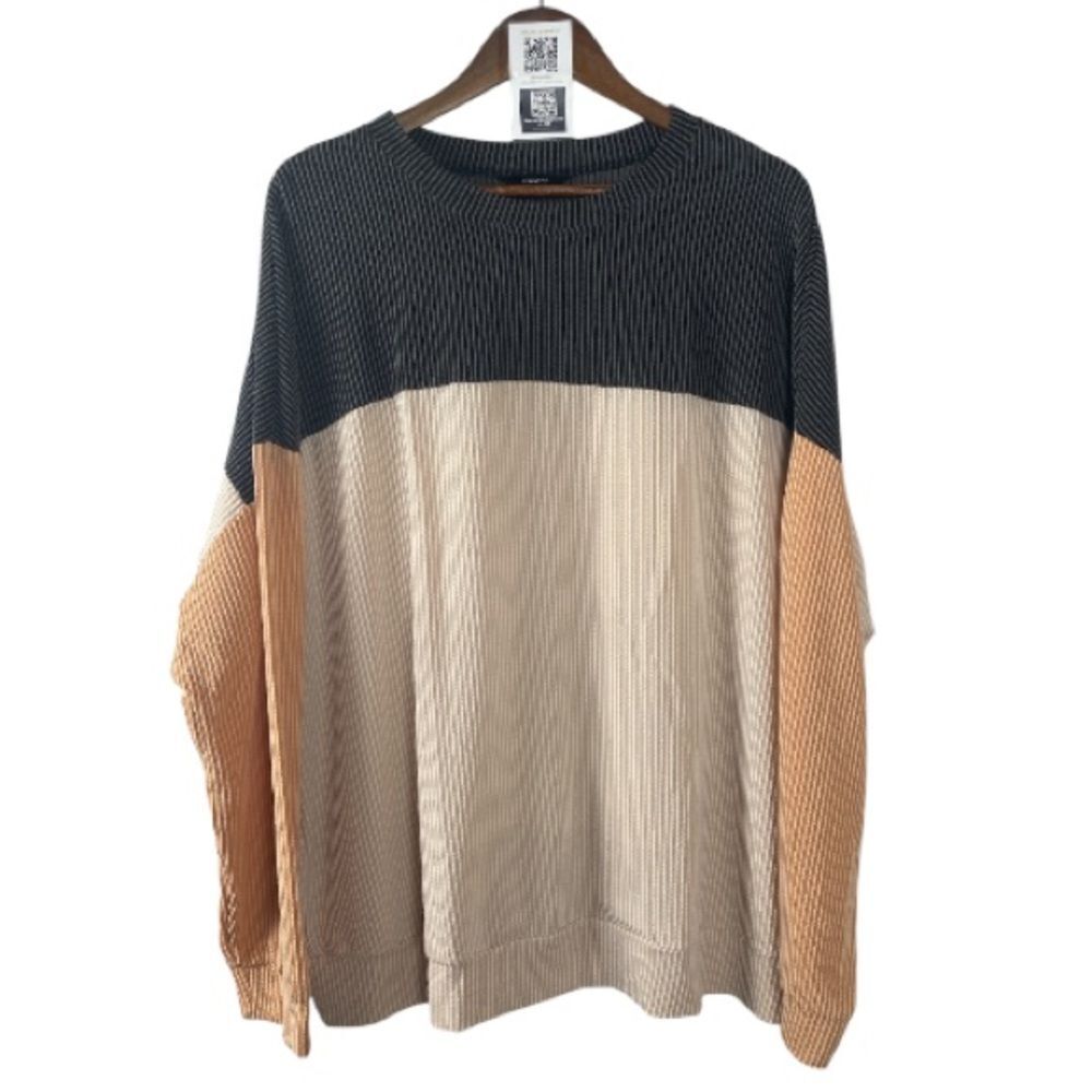 Dokotoo Black, Cream, and Tan Colorblock Sweater// 2XL